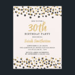 Invitación Purpurina 30 Años del Confetti de Oro Negro Blanco<br><div class="desc">Elegante purpurina de confeti negro y dorado en blanca 30 cumpleaños invitando a las mujeres.</div>