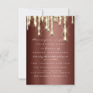 Invitación Purpurina 3D Bridal Shower Sweet 16th Gold Brown