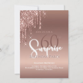 Invitación Purpurina 60 Aniversario Glam Ombre Blanco Rosa