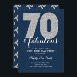 Invitación Purpurina 70 de Plata Marina y fabulosa fiesta de<br><div class="desc">Elegante plantilla de Purpurina de la Marina Plata en el 70 aniversario. Excelente para fiestas de cumpleaños 70 para hombres y mujeres.</div>