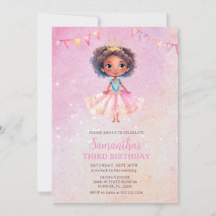 Invitación Purpurina afroamericano Chica cumpleaños