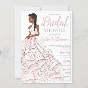 Invitación Purpurina afroamericano Glam Bridal Shower