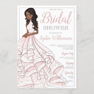 Invitación Purpurina afroamericano Glam Bridal Shower