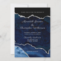 Purpurina Agate Geode Boda de Navy Blue Silver