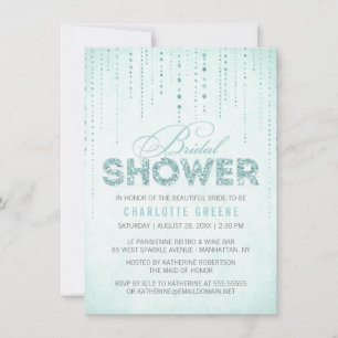 Invitación Purpurina Aqua Look Bridal Shower - 4.5" x 6.25"