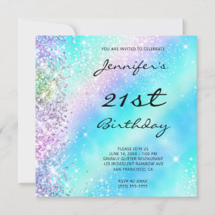 Invitación Purpurina arcoiris irlandés y Relieve metalizado 2