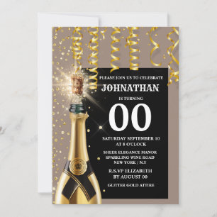 Invitación Purpurina azul de oro espumoso de hitos de cualqui