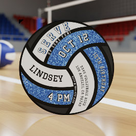 Invitación Purpurina azul del partido de los cumpleaños del v