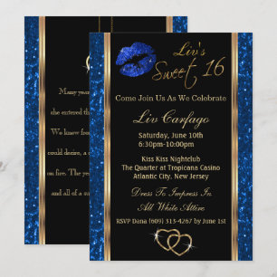 Invitación Purpurina azul dulce 16