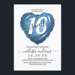 Invitación Purpurina azul grisáceo  Balón dulce 16<br><div class="desc">Esta invitación a la fiesta de 16 años, alegre, moderna y tierna, es perfecta para el moderno y elegante chica. Cuenta con un globo de corazón falso azul brillante purpurina impreso con un gran "16" encima de un simple fondo blanco. ¡Es un diseño elegante, fresco, bonito y divertido de moda!...</div>