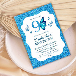 Invitación Purpurina azul lindo vibrante brillante destello 9