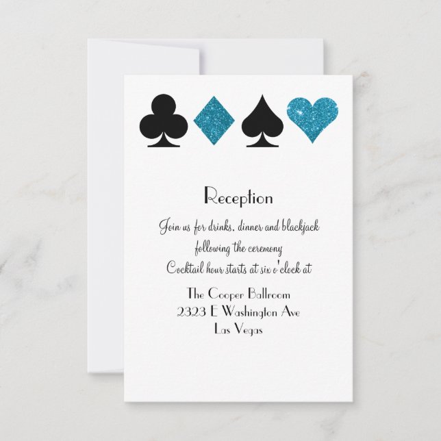 Invitación Purpurina azul Malibu de la recepción de destino d (Anverso)