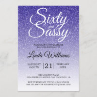 Purpurina azul Ombre 60 y cumpleaños 60 Sassy