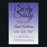 Invitación Purpurina Azul Ombre 60 y Sassy 60 cumpleaños<br><div class="desc">Celebra haber cumplido los 60 años con este moderno diseño de cumpleaños en un fondo oscuro purpurina azul real, una invitación a los 60 años de moda que puedes personalizar y enviar para la celebración de tu fiesta de sesenta años. Las palabras sesenta y sassy se configuran usando un guión...</div>