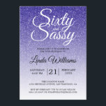 Invitación Purpurina Azul Ombre 60 y Sassy 60 cumpleaños<br><div class="desc">Celebra haber cumplido los 60 años con este moderno diseño de cumpleaños en un fondo oscuro purpurina azul real, una invitación a los 60 años de moda que puedes personalizar y enviar para la celebración de tu fiesta de sesenta años. Las palabras sesenta y sassy se configuran usando un guión...</div>