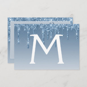 Invitación Purpurina Azul Quinceanera Guardar la fecha