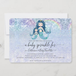 Invitación Purpurina azul sirena bebé grisacea