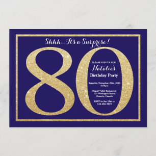 Invitación Purpurina azul y oro de la marina de cumpleaños nú
