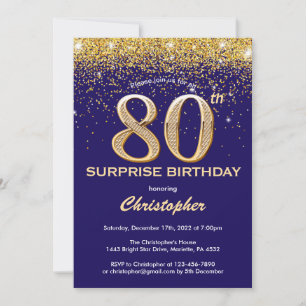 Invitación Purpurina azul y oro de la marina de cumpleaños nú