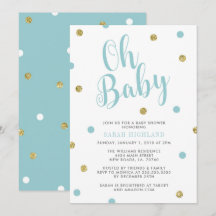 Purpurina azul y oro Oh Baby Shower