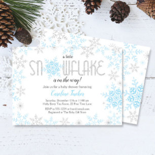 Invitación Purpurina Baby Shower Blue Silver de Winter Wonder