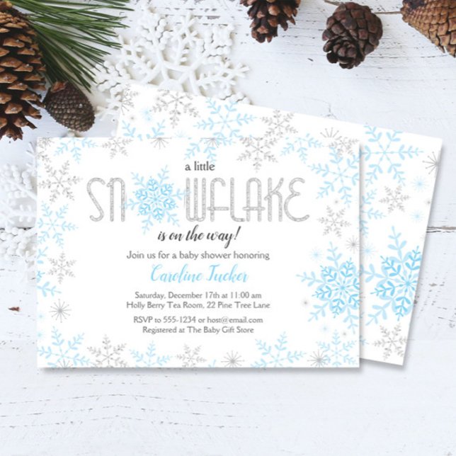 Invitación Purpurina Baby Shower Blue Silver de Winter Wonder (Subido por el creador)