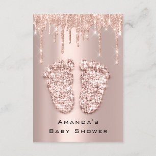 Invitación Purpurina  Baby Shower pies Rosa Rubor Chica Boy