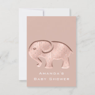 Invitación Purpurina Baby Shower Rosa elefante moderno niño C
