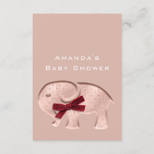 Invitación Purpurina Baby Shower Rosa elefante moderno rojo