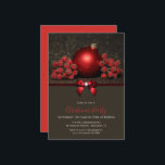 Invitación Purpurina Berries y Bauble con Navidades de Jewel<br><div class="desc">Invitación estacional para fiestas de Navidades. Diseño bonito de baudible decorado en tonos rojos con dos/2 manojos de bayas rojas cubiertas por un purpurina brillante de plata sobre un hermoso fondo purpurina de bokeh gris. Dividir la imagen de los detalles del evento es una romántica joya diamante de imitación con...</div>