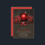 Invitación Purpurina Berries y Bauble con Navidades de Jewel<br><div class="desc">Invitación estacional para fiestas de Navidades. Diseño bonito de baudible decorado en tonos rojos con dos/2 manojos de bayas rojas cubiertas por un purpurina brillante de plata sobre un hermoso fondo purpurina de bokeh gris. Dividir la imagen de los detalles del evento es una romántica joya diamante de imitación con...</div>