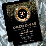 Invitación Purpurina Black Gold 30 Fiesta disco de cumpleaños<br><div class="desc">¡Es un cumpleaños fantástico y brillante que hay que celebrar con brillo, purpurina, bebidas y bailes! Invite a su disco disco disco duro a disfrutar de su noche especial con esta brillante y purpurinoso invitación a la fiesta de la discoteca de cristal en negro y oro. Esta invitación puede ser...</div>