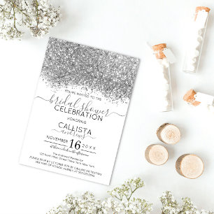 Invitación Purpurina blanco de lujo Confetti Bridal Shower