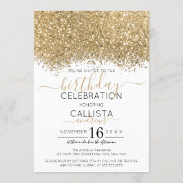 Invitación Purpurina blanco de lujo moderno Confetti Cumpleañ