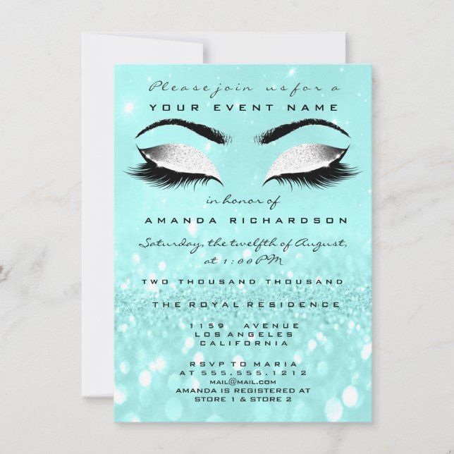 Invitación Purpurina Blanco de maquillaje del Océano 16.ª Duc (Anverso)