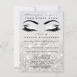 Invitación Purpurina blanco de maquillaje plateado 16ª ducha 