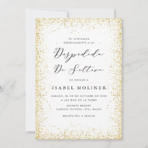 Invitación Purpurina blanco dorado marco ducha de novia españ