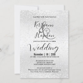 Invitación Purpurina blanco elegante