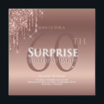 Invitación Purpurina Blanco Rosa 60 cumpleaños sorpresa<br><div class="desc">Es hora de celebrar y esta invitación hará que su fiesta vaya en la dirección correcta. Este diseño presenta tipografía personalizado y purpurina de goteo rosa. ¡Mucho brillo!</div>