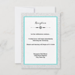 Invitación Purpurina blanco y marco Verde azulado - Invitació