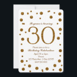 Invitación Purpurina blanco y oro puntos 30° fiesta de cumple<br><div class="desc">Los Purpurinas blancos y de oro marcan el 30 aniversario de las invitaciones.</div>