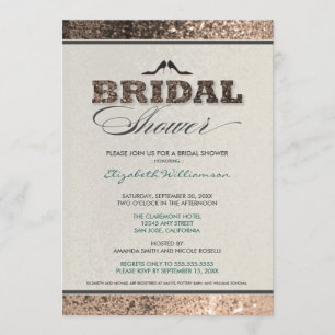 Invitación Purpurina Bling Bridal Shower Invitation (champán)