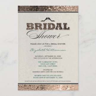 Invitación Purpurina Bling Bridal Shower Invitation (champán)