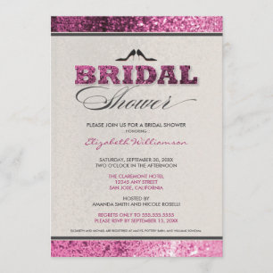 Invitación Purpurina Bling Bridal Shower Invitation (fucsia)