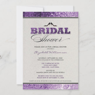 Invitación Purpurina Bling Bridal Shower Invitation (violeta)