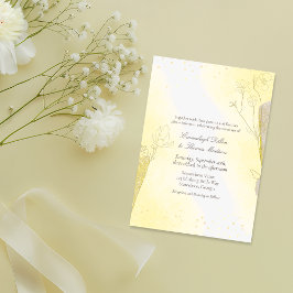 Invitación Purpurina Boda Amarillo Radiante Botánico