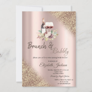 Invitación Purpurina Bokeh Brunch & Bubbly