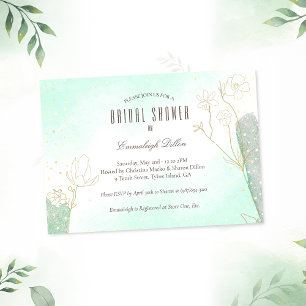 Invitación Purpurina botánico verde de menta radiante ducha d