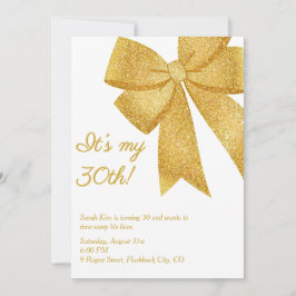 Invitación Purpurina Bow "¡Es mi 30!" Cumpleaños divertida pa