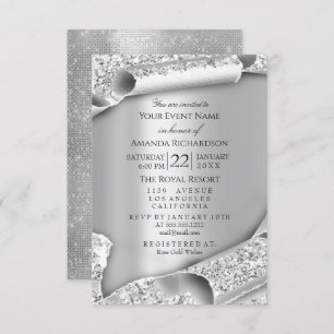 Invitación Purpurina Bridal Bridal Shower 3D Gray Silver